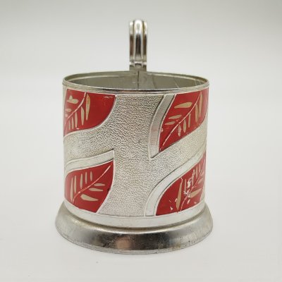 купить Подстаканник "Красные листья", алюминий, роспись, Казаковский завод художественных изделий (КХИ), СССР, 1960-1970 гг.