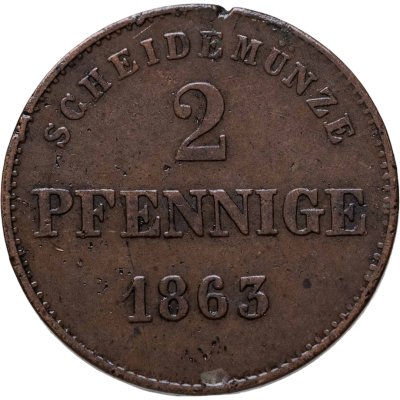 купить Германия, Саксен-Мейнинген 2 пфеннига 1863