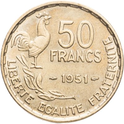 купить Франция 50 франков (francs) 1951 без обозначения монетного двора