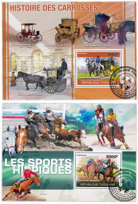 купить Того набор из 2 квартблоков "Флора и Фауна. Карты и кони"