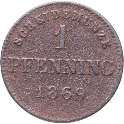 купить Германия (Бавария) 1 пфенниг 1869