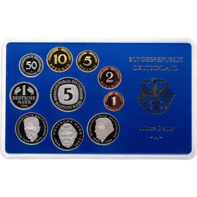 купить Германия, ФРГ, годовой набор монет 1992 А в банковском футляре, знак монетного двора: "А" - Берлин