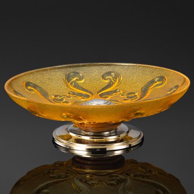 купить Блюдо (фруктовница) в стиле ар-деко с декором в виде белок, стекло, металл, Европа, 1920-1930 гг.