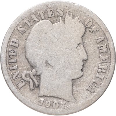 купить США 10 центов (дайм, one dime) 1907 Barber Dime Без отметки монетного двора