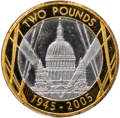 купить Великобритания 2 фунта (pounds) 2005 "60 лет окончанию Второй мировой войны"