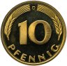 Купить Германия 10 пфеннигов (pfennig) 1980, знак монетного двора: "D" - Мюнхен