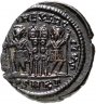 Купить Римская Империя, Констанций II, 324–361 гг, фракция фоллиса (реверс: два воина стоят лицом друг к другу, между ними один штандарт)