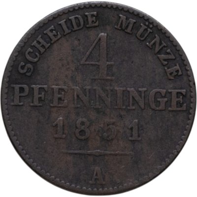 купить Пруссия 4 пфеннига (pfennige) 1851 A