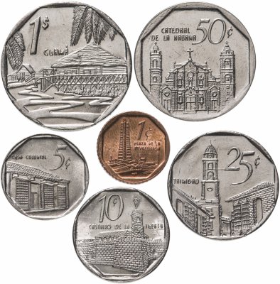купить Куба набор 6 монет: 1, 5, 10, 25, 50 сентаво и 1 песо (1994-2018)