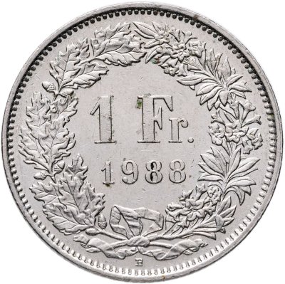 купить Швейцария 1 франк (franc) 1988