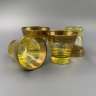 Купить Набор из 4 стопок жёлтого цвета с геометрическим орнаментом на ободках, стекло, золочение, Чехословакия, 1960-1990 гг.