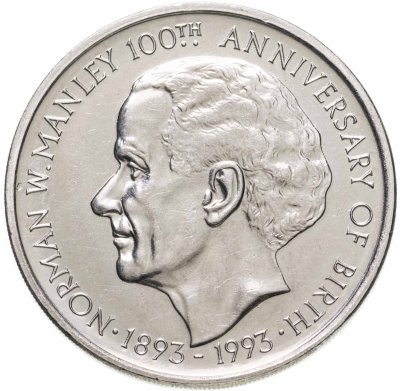 купить Ямайка 5 долларов 1993 "100 лет со дня рождения Нормана Вашингтона Мэнли"