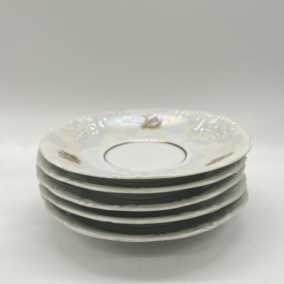 купить Набор из 5 блюдец с декором в виде галантных сцен, фарфор, люстр, деколь, Krzysztof Wawel, Польша, 1952-1993 гг.