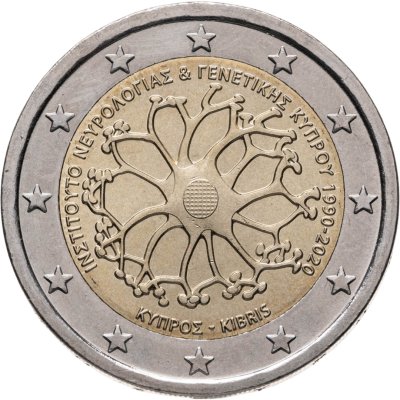 купить Кипр 2 евро (euro) 2020 30 лет Кипрскому институту неврологии и генетики