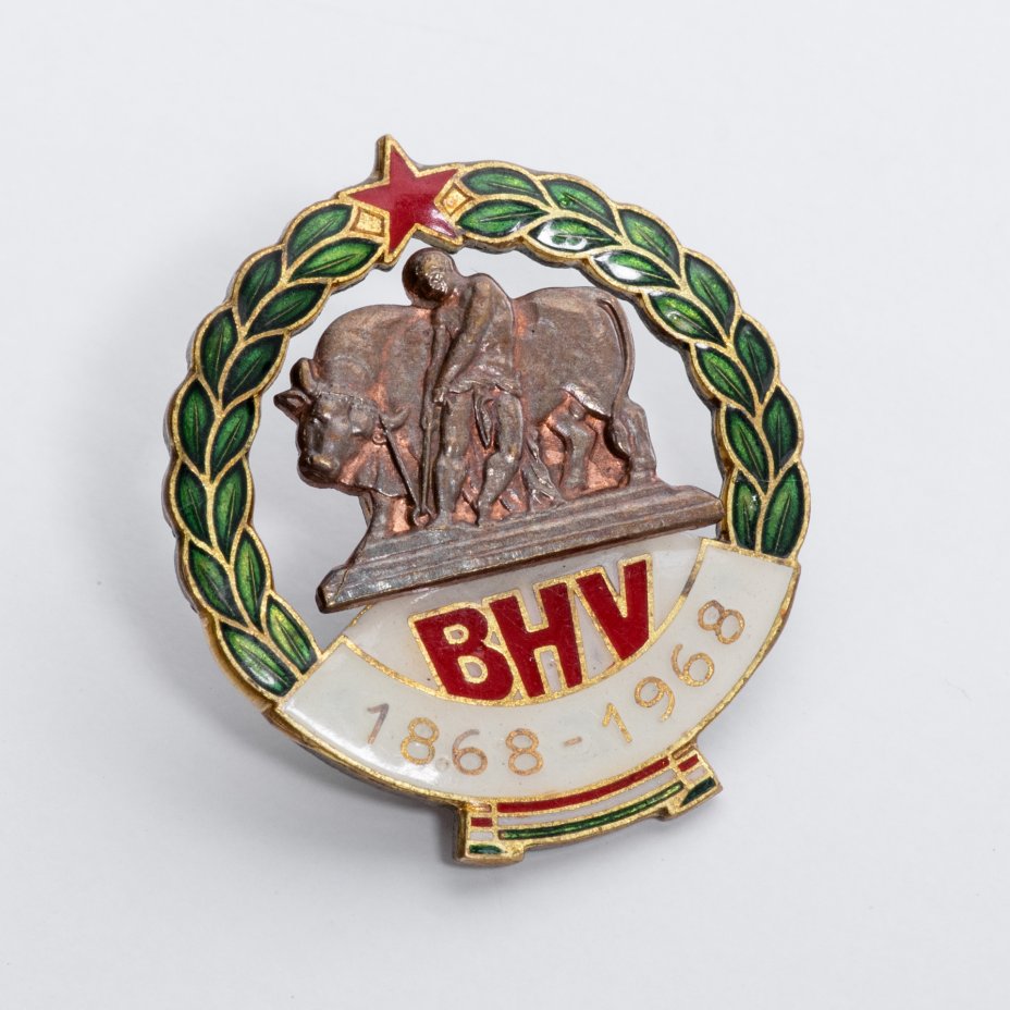 купить Венгрия значок 100 лет мясокомбината BHV, 1968 г., булавка