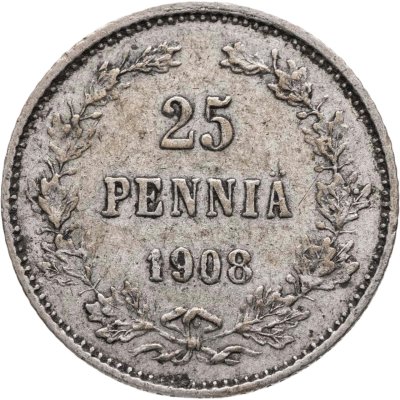 купить 25 пенни 1908 L, монета для Финляндии
