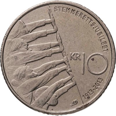 купить Норвегия 10 крон (kroner) 2013 "100 лет всеобщему избирательному праву"