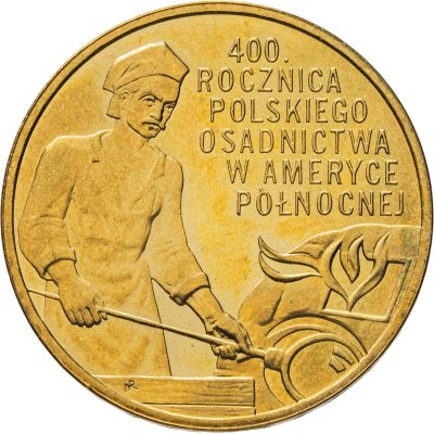 купить Польша 2 злотых 2008 "400 лет польским поселениям в Северной Америке"