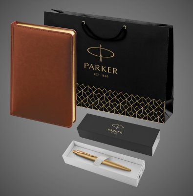 купить Подарочный набор: Шариковая ручка Jotter XL SE20 Monochrome в подарочной упаковке, цвет: Gold, стержень Mblue и Ежедневник коричневый недатированный, Металлы: металл, нержавеющая сталь, 2026 г.
