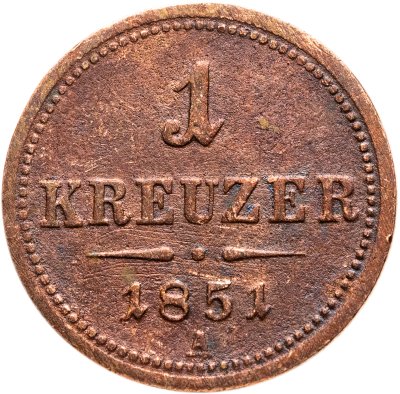 купить Австрия 1 крейцер (kreuzer) 1851, знак монетного двора "A" - Вена