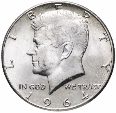 купить США 1/2 доллара (half dollar, полдоллара, 50 центов) 1964 "Кеннеди" без знака монетного двора