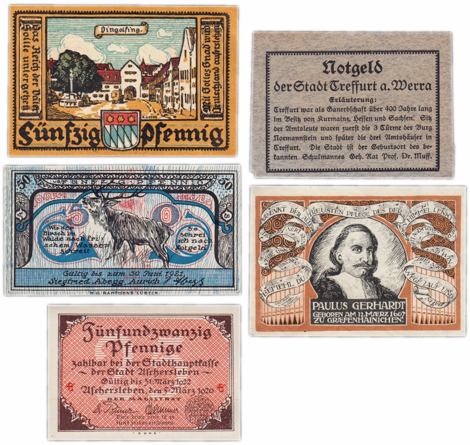 купить Германия (разные земли) набор из 5 нотгельдов 1921-1922