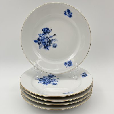 купить Набор из 5-ти пирожковых тарелок с декором в виде синих цветов, фарфор, деколь, золочение, Kahla, ГДР, 1968-1987 гг.