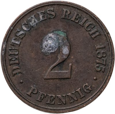 купить Германия 2 пфеннига (pfennig) 1875, знак монетного двора: "C" - Франкфурт-на-Майне