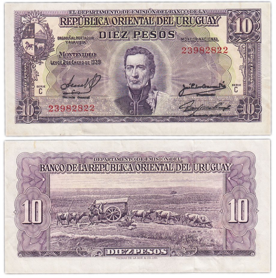 купить Уругвай 10 песо 1939 (Pick 37с) (п.2)