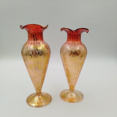 купить Вазs миниатюрные (парные), стекло, ирризация, золочение, Murano, Италия, 1980-2000 гг.
