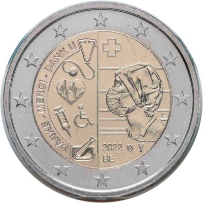 купить Бельгия 2 евро 2022 "Здравоохранение во время пандемии COVID-19" в блистере