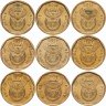 Купить ЮАР набор из 9 монет 20 центов (cent) 2007-2016