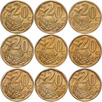 купить ЮАР набор из 9 монет 20 центов (cent) 2007-2016