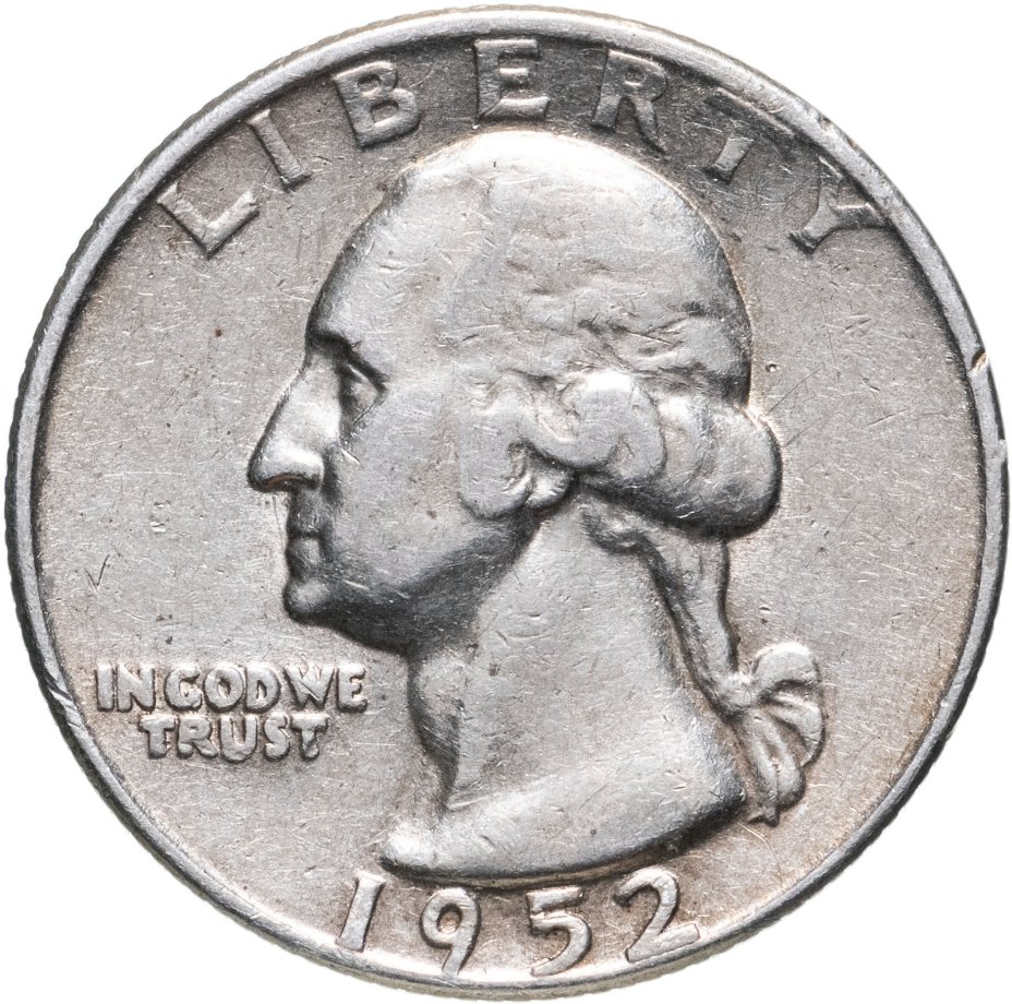 Монета США 25 центов (квотер, 1/4 доллара, quarter dollar) 1952 "D ...