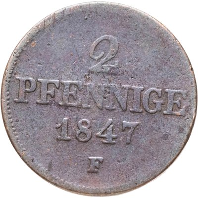 купить Германия, Саксония 2 пфеннига 1847