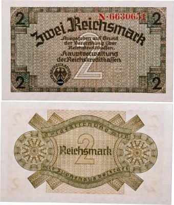 купить Германия 2 рейхсмарки (reichsmark) 1940-1945 "Немецкие оккупационные территории"
