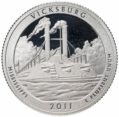 купить США 25 центов (квотер, 1/4 доллара, quarter dollar) 2011 Национальный парк Виксбург