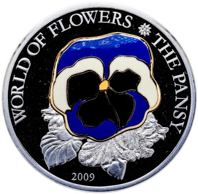 купить Острова Кука 5 долларов 2009 «Цветы Анютины глазки» с сертификатом