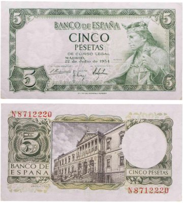 купить Испания 5 песет 1954 (Pick 146a)