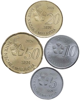 купить Малайзия - набор (4 шт) 5, 10, 20, 50 сен 2023-2024 Цветы