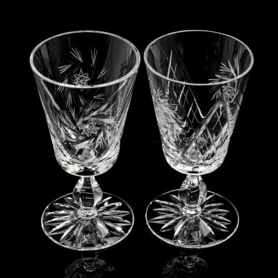 купить Набор из 2 бокалов с рельефным декором, хрусталь, алмазная грань, СССР, 1970-1990 гг.