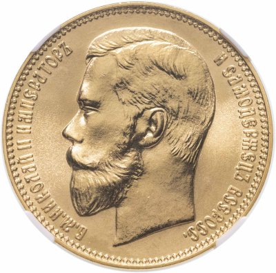 Купить 37 рублей 50 копеек - 100 франков 1902 г., рестрайк ЛМД 1990 г., покрытие золотом, в слабе ННР BRILLIANT UNC