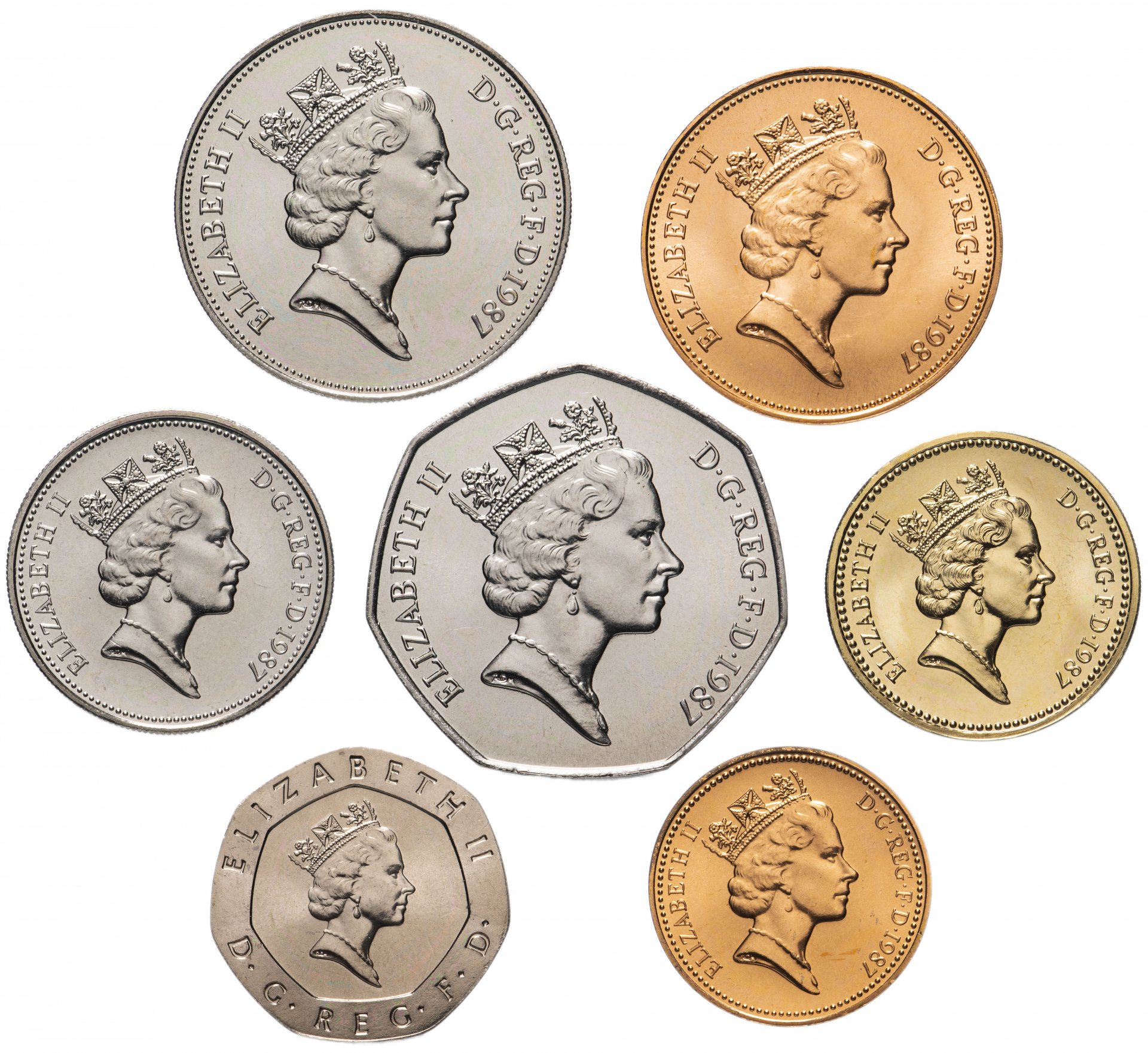 Монеты Британии щит из 6 монет пенсы 1 фунт