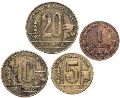 купить Аргентина набор монет 1-20 сентаво 1946-1950 (4 шт.)