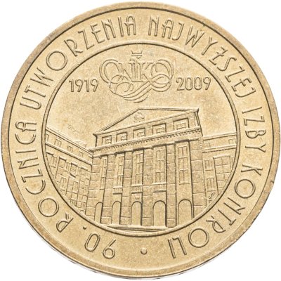 купить Польша 2 злотых (zlote) 2009 90 лет Верховной Палате Контроля
