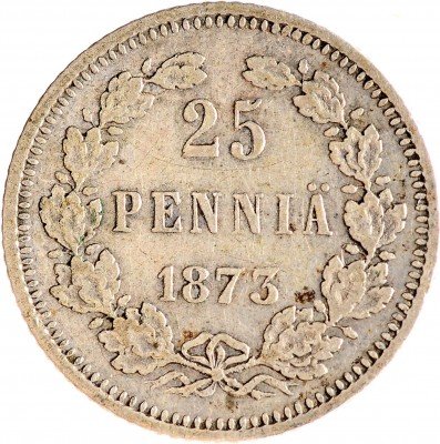 Купить Для Финляндии 25 пенни 1873 S