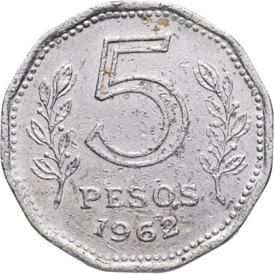 купить Аргентина 5 песо (pesos) 1962