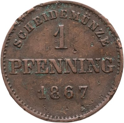 купить Германия, Бавария 1 пфенниг 1867