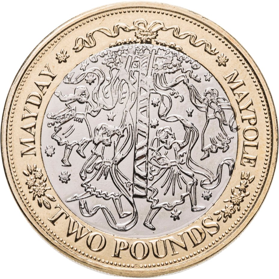 Купить Гернси 2 фунта 2025 "Необычные британские традиции - "Майское дерево"
