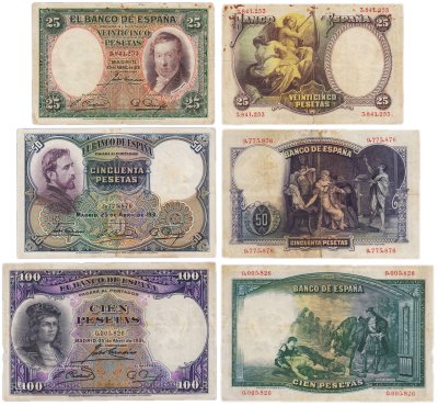 купить Набор Испания 25, 50 и 100 песет 1931 (3 боны)